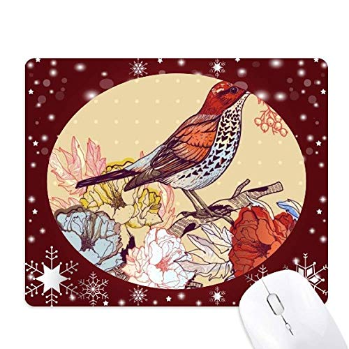 Tapis de souris oiseau fleurs fruits design hiver et flocons de neige pour bureau