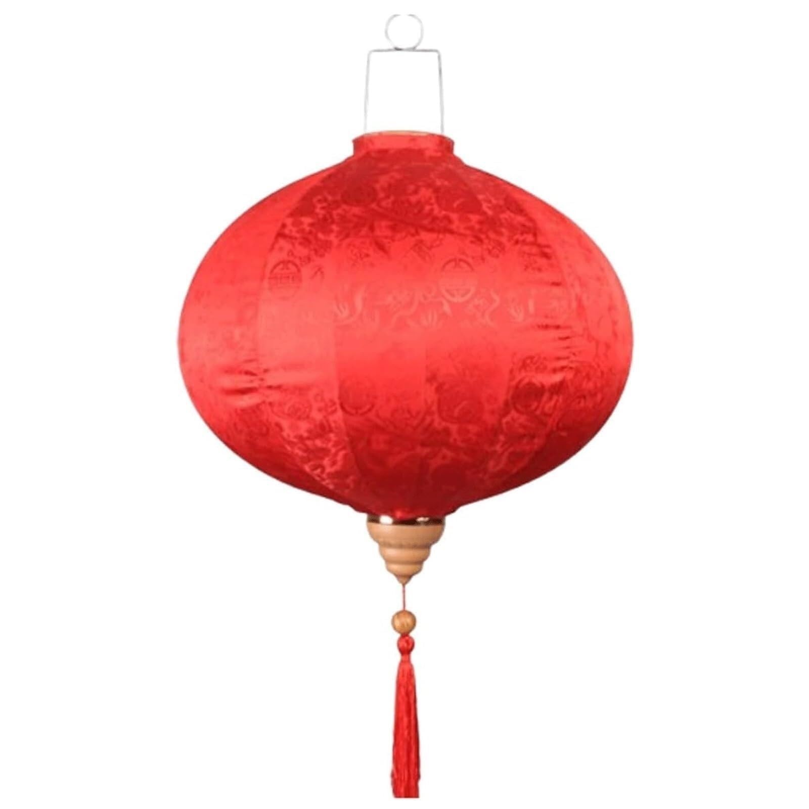 Asian lantern, Vietnamese Silk Lantern Oriental Chinese Round Jacquard with Tassel for Wedding, Party, Festival Hanging Decoration(Red,18'')