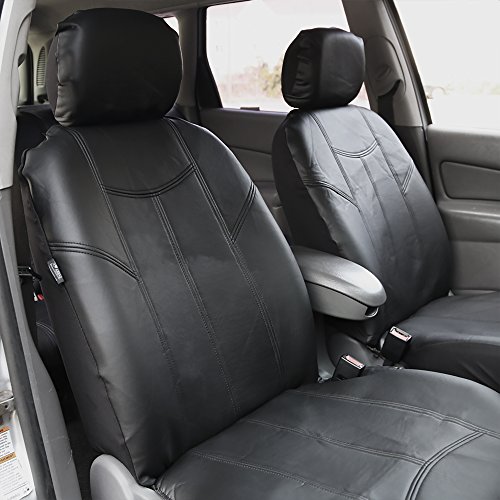 FH Group Car Seat Cover Cushion - 2 Pack Seat Covers for Cars Trucks SUV, (Black) Rome Faux Leather Car Seat Cushions, Waterproof Car Seat Cover Cushion, Universal Fit Car Seat Protector
