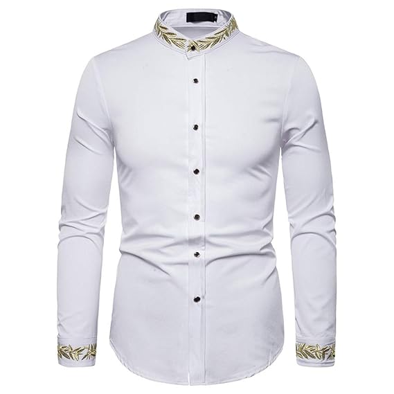 Fashion Embroidered Shirts Autumn Plain 
