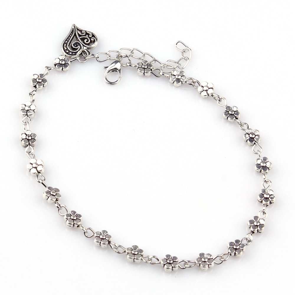 Bling Queen WomenS Floral Oxidized Heart Shaped Single Anklet With Charm, Anklets For Women, Trendy Floral Oxidized Anklets, Heart Shaped Charm Anklets, Lobster Claw Closure Anklets(Oxidized) (B0CMYCP3QC) Amazon Price History, Amazon Price Tracker