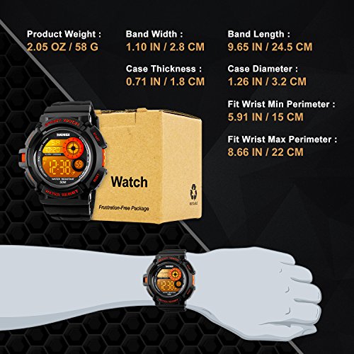 Aposon Men's Digital Sports Watch, Military Army Electronic Watches Running 50M 5 Atm Waterproof Sports Led Wristwatch Water Resistant With Stopwatch -Orange #TOP1