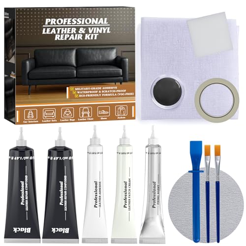GLOWPOINT Black Leather Repair Kit for Furniture, Car Seats, Sofa, Jacket, and Purse, Vinyl Repair Kit with Super Easy Instructions to Match Any Color, Restore Any Glossy Leather Surface
