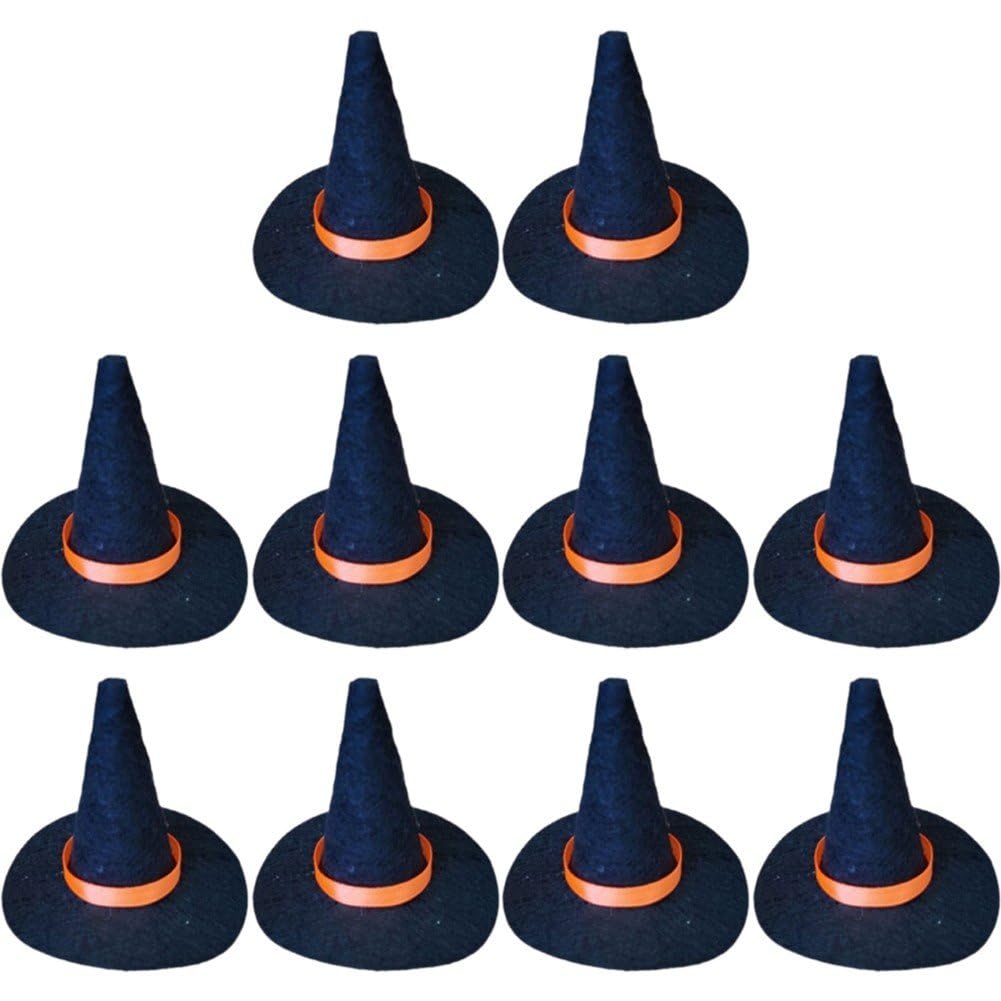 Vbsqic 10pcs Mini Witch Hats, Small Halloween Witch Hats Table Decoration for Halloween Carnivals Party Crafts Decoration