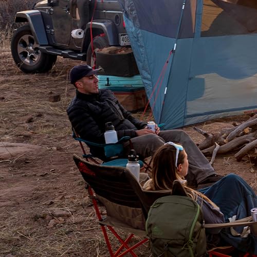 Image of Kelty Deluxe Lounge Chair - Folding Outdoor Camp Chair, Insulated Cupholders, Customized Recline, Steel Frame, Padded Roll Storage, 2024 (Deep Lake)