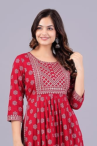 Image of NEW4U Women's Sequin Zari Embroidery Printed Naira Cut Kurti