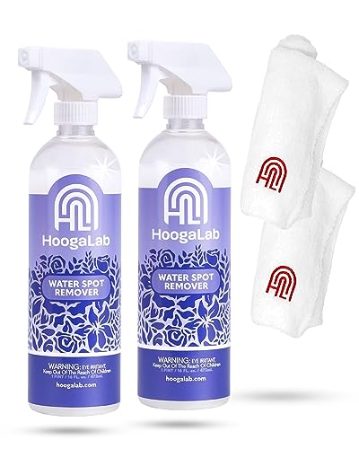 HoogaLab Water Spot Remover 16oz Hard Water Spot Glass Cleaner - Dissolves Mineral, Lime, Soap Scum Fast, Streak Free Finish | Shower Glass, Bathroom Mirror, Metal Faucet (2 pack)