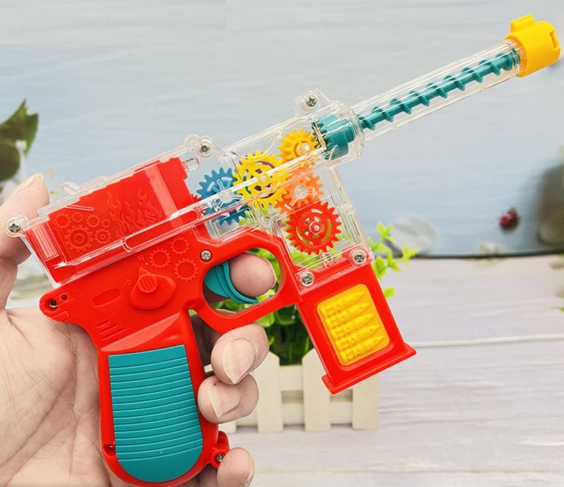 PLUSPOINT Transparent Gun Toy for Kids with 3D Lights Musical with Moving Gears Concept Gun Toys with Colourful Flashing Light Music Toy for Boys Girls Kids Birthday Gift Pack of 1pc (Gear Pistol)
