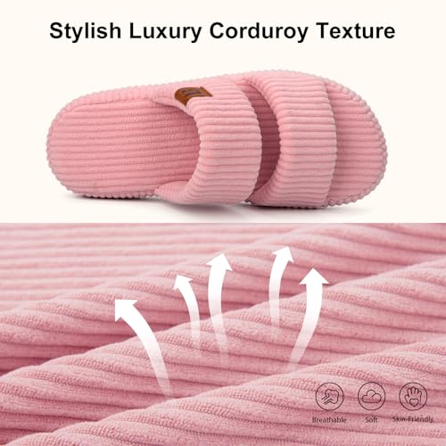 Image of LongBay Slippers for Women Memory Foam Open Toe Slide Indoor House Shoes Slip On Bedroom Comfy Gift