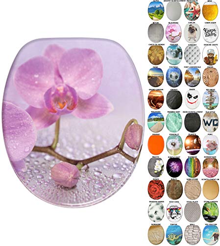 Sanilo Abattant WC frein de chute, Grande sélection de lunettes de toilette, Finition de haute qualité, Fixation facile (Blooming)