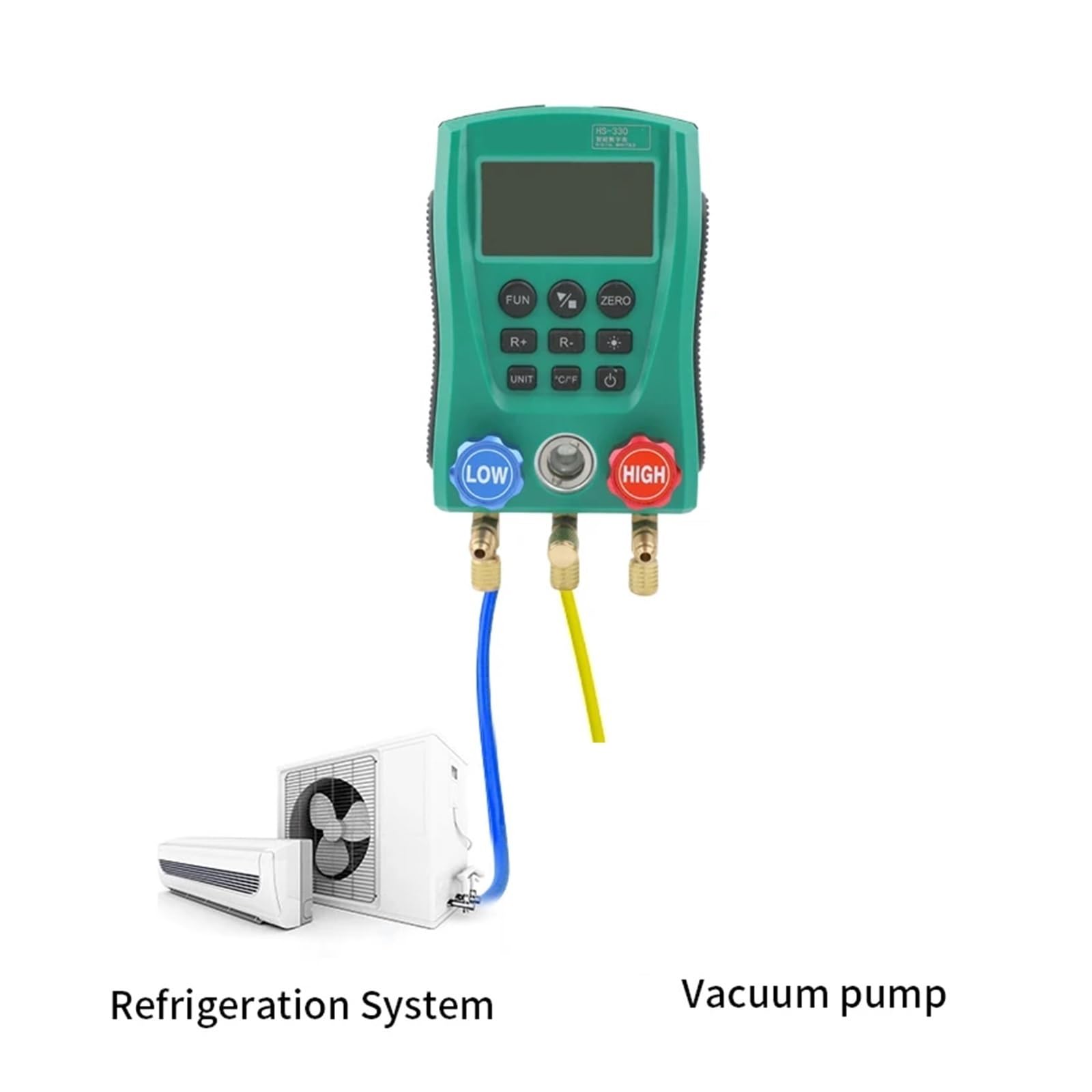 CIRONI Vakuum-Messgerät, digitaler Hauptfalt-Vakuum-Druck-Temperatur-Messgerät-Tester (Color : Only Gauge no Clamps)