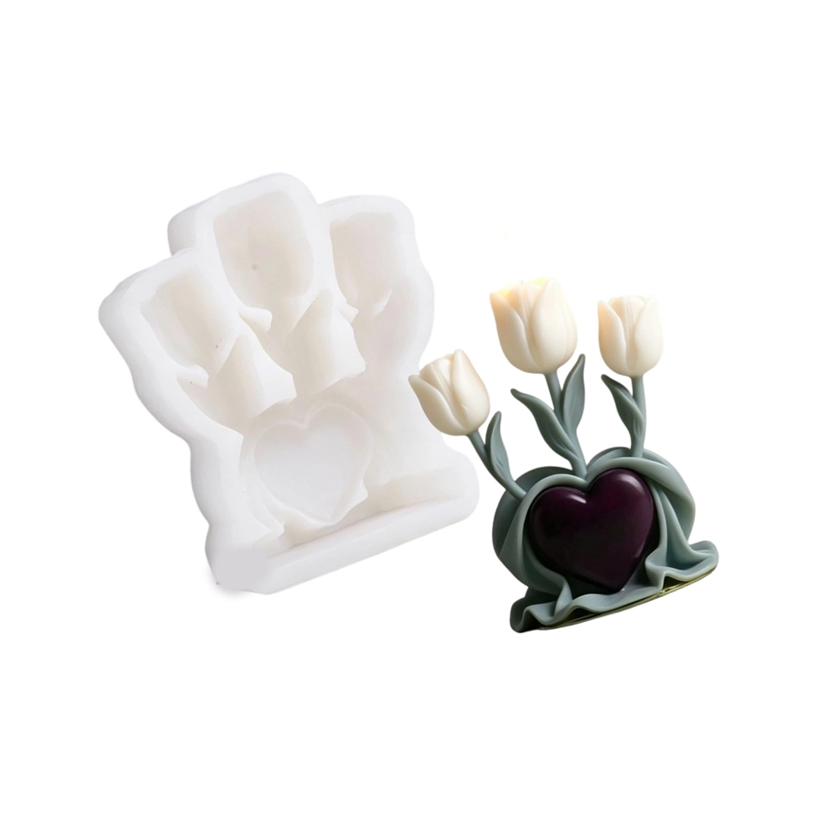 Greabuy Flexible and Sturdy Flower with Love Silicone Mold for Crafting Elegant Lights and Decorative Items Flower Heart Silicone Mold
