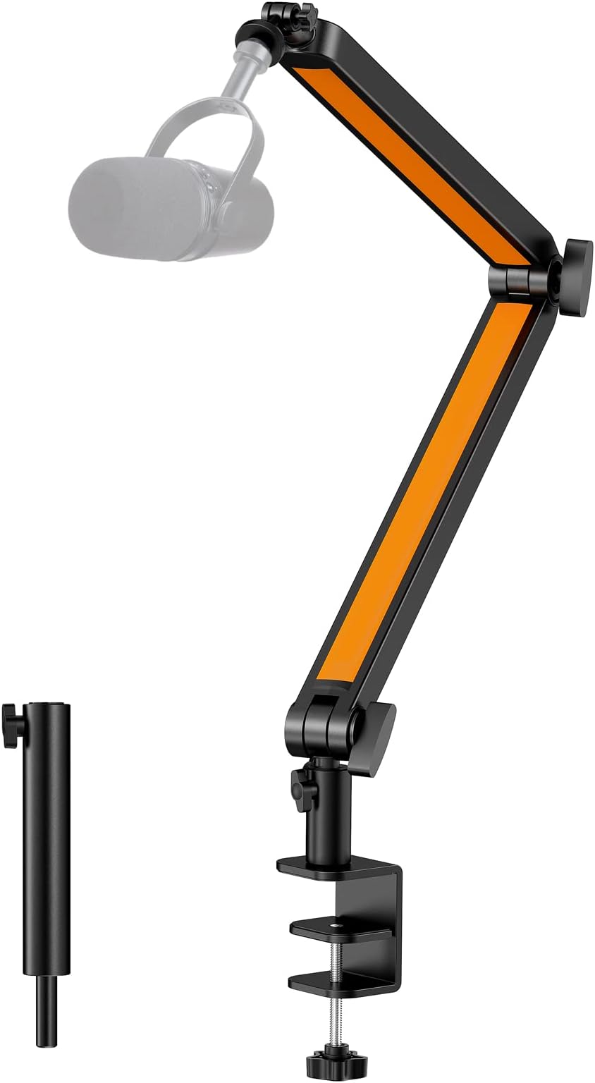 Quadcast Boom Arm - Boom Arm for Hyperx Quadcast S, Mic Arm Desk Mount with Extension Tube for Streaming Microphone and Most Dynamic Mics, Premium Quadcast S Boom Arm for Gaming by YOUSHARES (Orange)