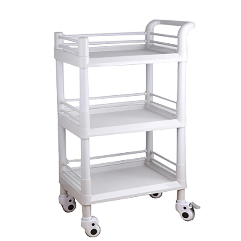 Carrelli Mobili, Carrello per Uso Domestico Carrello 3-Shelf Beauty Trucco Spa con Ruote Rotolanti, Strumento, Attrezzature Mediche Ospedaliere/White/54 * 37 * 98Cm