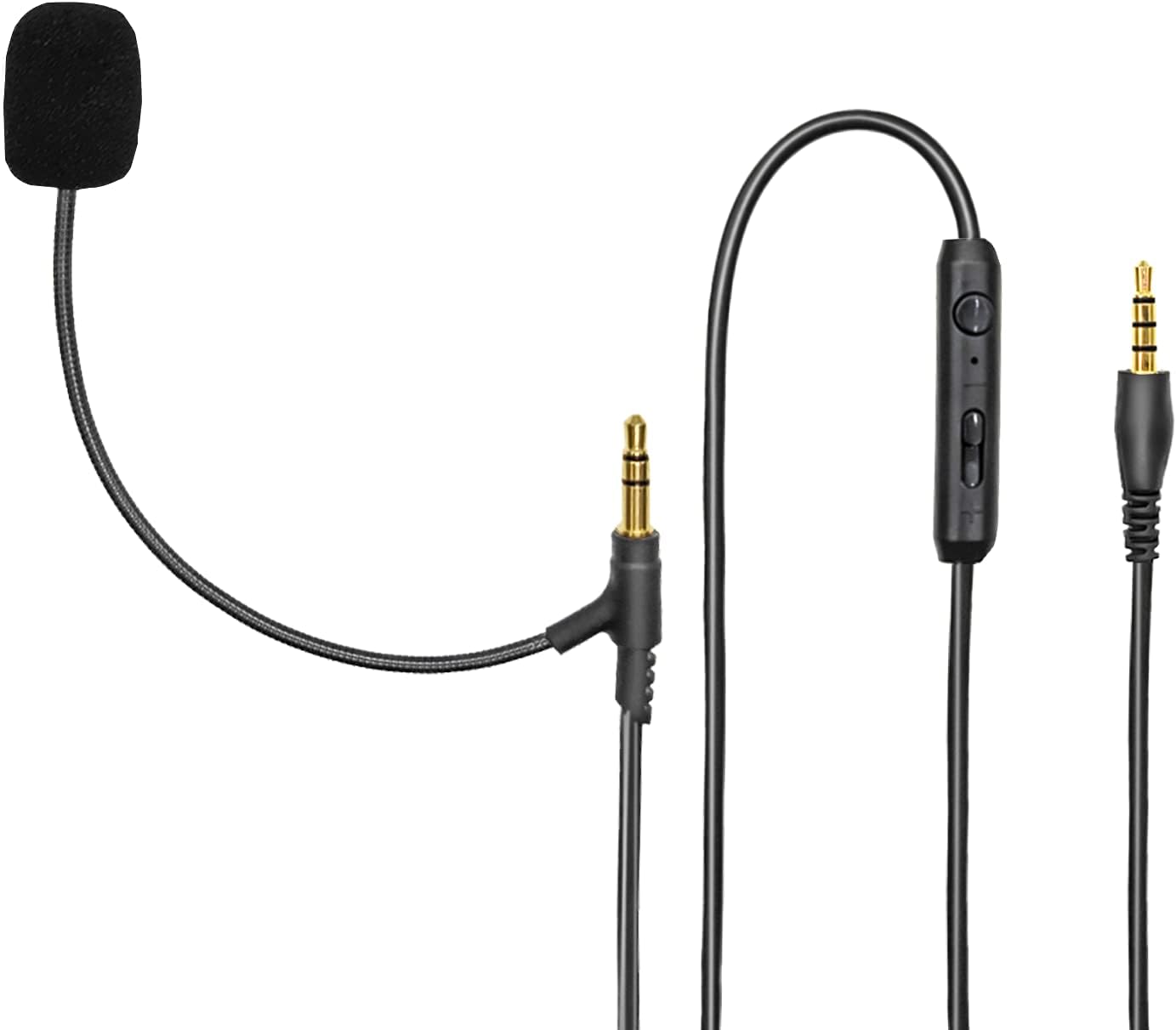 RUKUHOT Boom Mic Cable for Gaming Headsets,Microphone Audio Cable Mute Volume Control for PlayStation PS4 or Xbox One Controller, PC,3.5mm Jack Gaming Headphone Mic-Black