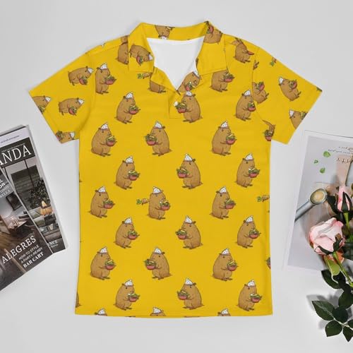 Boys' Classic Polo Shirts Short Sleeve Moisture-Wicking Golf & Tennis Shirts for Youth Teens Cute Kapibara3