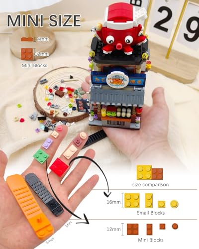Image of SKY LINE OCEAN Japanese Takoyaki Shop Building Blocks Set (1218 PCS) | Street View Mini Bricks Architecture Model Kit for Ages 14+ | Creative DIY Display Decor | 5 Year Structural Warranty