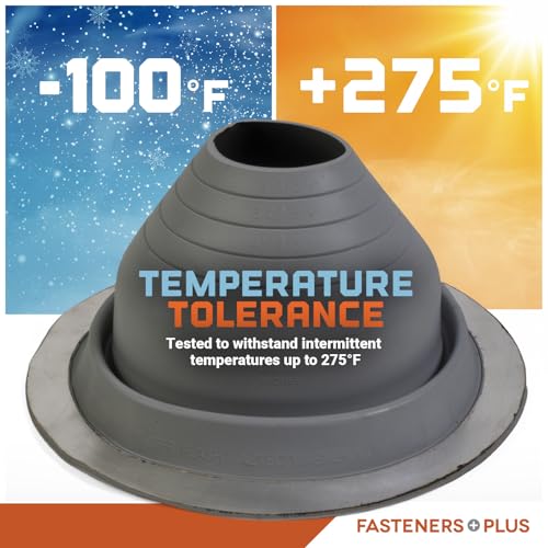 Image of Fasteners Plus #4 Round EPDM Metal Roof Pipe Flashing Boot (Fits 3 inch - 6-1 /4 inch Pipe OD), Dark Gray