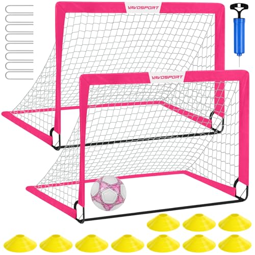 Image of Kids Soccer Goals for Backyard Set - 2 of 4' x 3' Portable Soccer Goal Training Equipment, Pop Up Toddler Soccer Net with Soccer Ball, Soccer Set for Kids and Youth Outdoor Games, Sports, Play