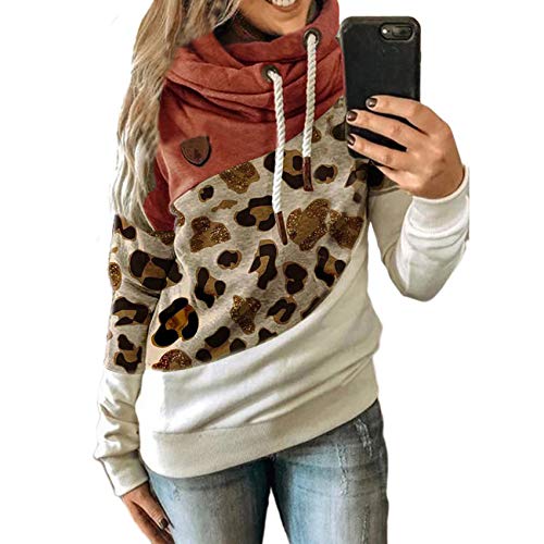 Suéter Holgado de Lana con Capucha con Costura Estampada Informal Urbana para...