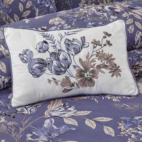 Image of Modern Threads 5-Piece Printed Comforter Set, Thea King in Silver Purple - Soft Comforter, 2 Pillow Shams, and 2 Decorative Pillows
