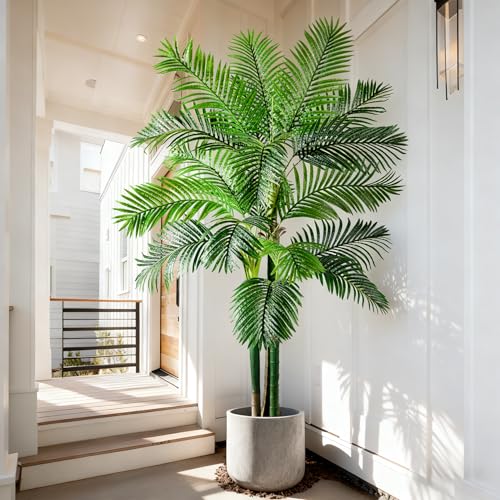 Big Faux Tropical Trees Tall Artificial Palm Tree Indoor Outdoor Realistic Floor Plants Large Fake...