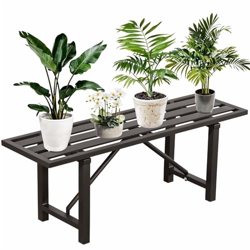 DHYGOTFUR Pflanzenständer Blumenständer Draußen& Innen Aluminium Blumenbank Pflanzen Blumenregal für Garten Wohnzimmer Balkon Terrasse Hof Zimmerecke (Schwarz DH-039B Height 35CM)