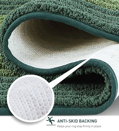 Image of Obsessions Soft & Plush Bath Mat | Quick Dry, Stain & Skid Resistant | Luxuriously Soft, Long Lasting Color | TPR Latex Backing, Size 50x80 cm, Light Green & Dark Green