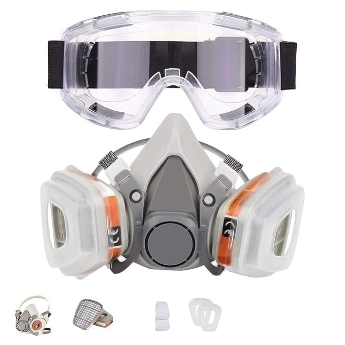 GLIVE (LABEL) Respirator Mask,Half Facepiece Gas Mask with Safety Glasses Gas Mask with filter, suitable for Chemicals,Pesticide and Organic Vapors, Perfect for Painters and DIY Project (B0DD7D26MX) Amazon Price History, Amazon Price Tracker