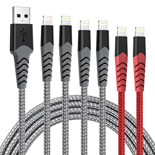 MFi Certified iPhone Cable, 6-Pack iPhone Charging Cable 0.5/3/6Ft Premium Nylon Braided Lightning Cable, 2.4 A Fasting Charging Cord for iPhone 13 12 Pro Max 11 Xs Xr X 8 7 6 iPad Pro Air iPod