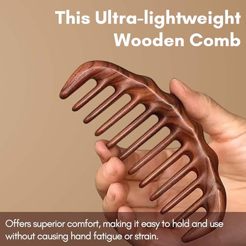Image of Beaute Secrets Wide Tooth Wooden Comb for Hair Detangling | Wooden scalp massager for hair growth | Wood Head scalp massage comb tool | Anti-Frizz, Scalp Massage & Oiling | Gua Sha Hair Massager Natural Wood Comb for Men & Women | Curly, Long, Thick Hair Comb | Eco-Friendly Hair Care Tool, Brown