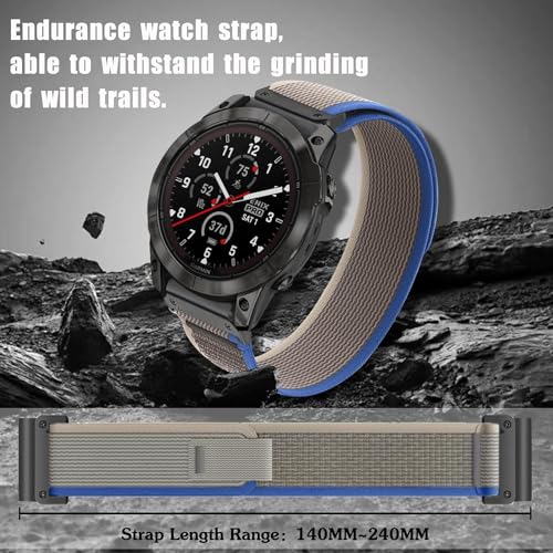 Image of Zitel Band Compatible with Garmin Fenix 8 AMOLED 47mm, Fenix E /7 /7 Pro, 6 /6 Pro, 5 /5 Plus, Forerunner 970 /965 /955, Epix Pro Gen 2 47mm - QuickFit 22mm Nylon Sport Strap