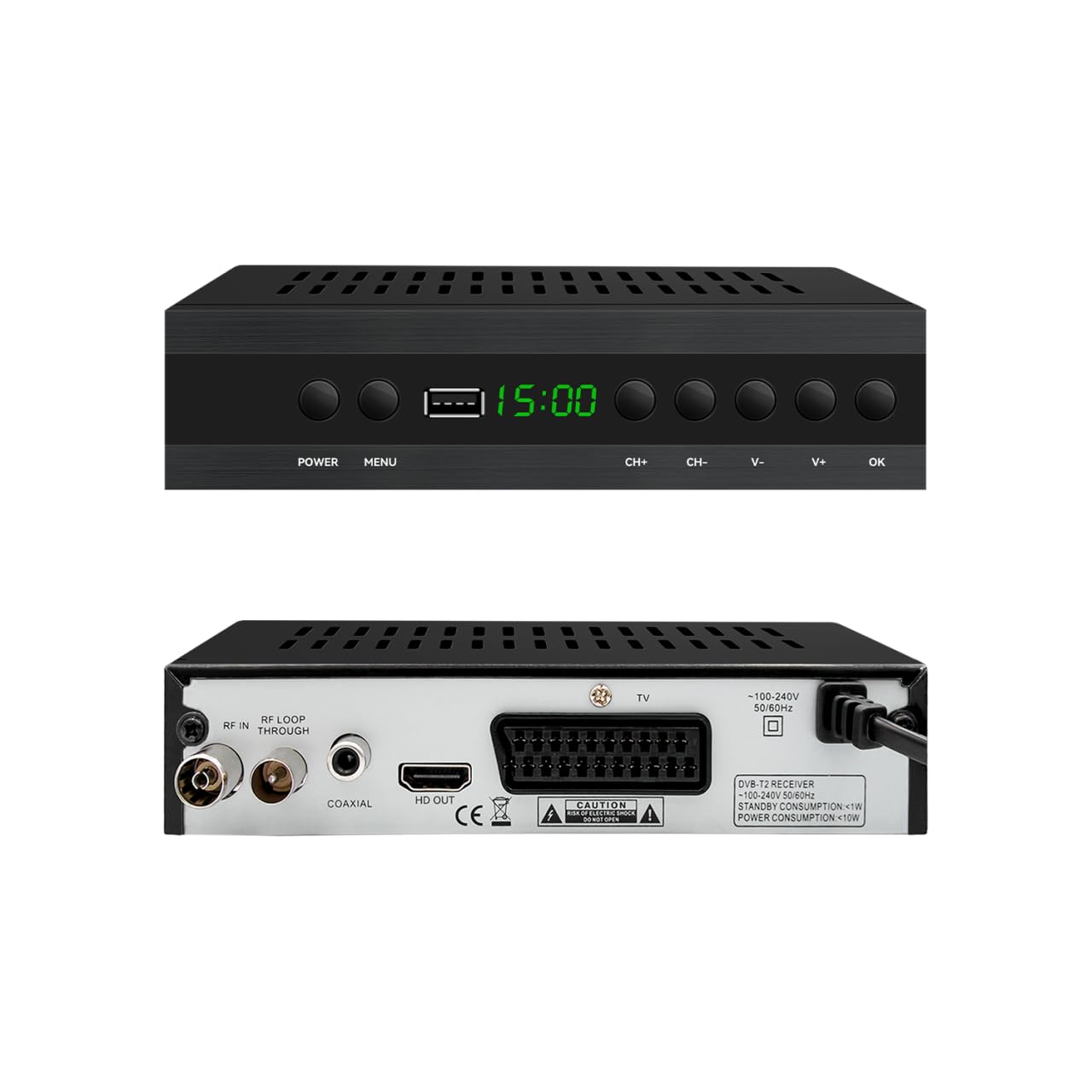 MayMax Receptor de Television Digital Terrestre 1080p con Grabacion PVR Puerto USB y Compresion H.265 - Sintonizador TDT en Alta Definicion