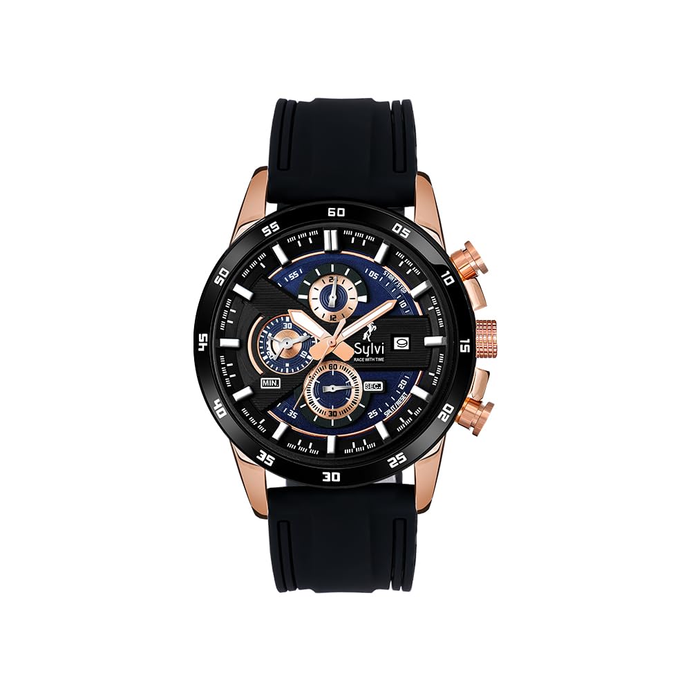 Sylvi Polyurethane Working Chronograph Premium Watch For Men (Blue-Rg-Pu) (B08XBLF2VX) Amazon Price History, Amazon Price Tracker