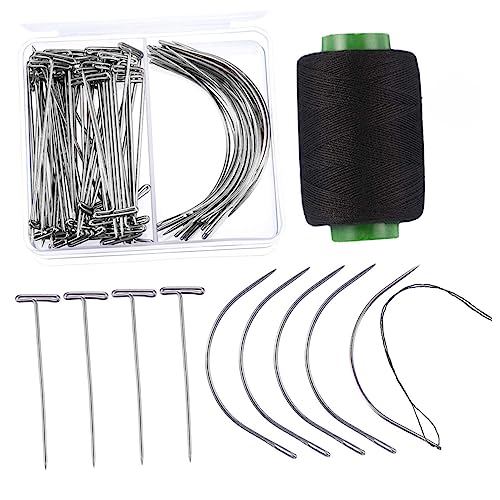ULDIGI Wig - Fixed Pins 20pcs Big Hole Needles 50pcs Assorted Pins Beading Needles Creative Thread Kit for Wig Styling