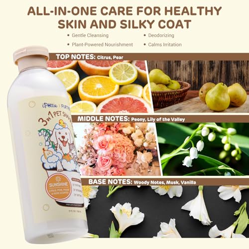iPettie Furtasy Pet Shampoo for Smelly Dogs, 3-in-1 Wash with Aloe & Herbal Extracts, Soothing, Deodorizing, Softening, Paraben-Free, Alcohol-Free, No Synthetic Dyes, Sunshine Scent