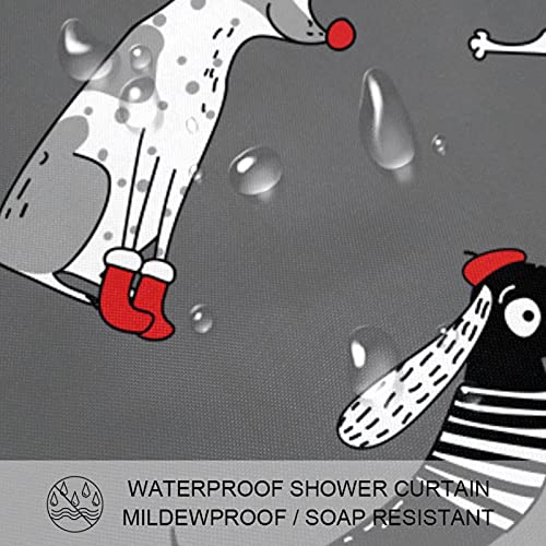 Rideau de douche imperméable imprimé teckel de Noël 182 x 183 - 4