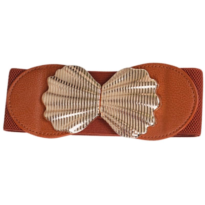 ftk Women’s PU Elastic Waist Belt – Coffee Color Stretch Belt for Coat & Outerwear (Autumn & Winter)-picture-2