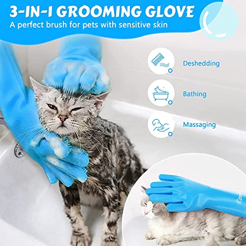 Image of 9 in 1 Grooming, Bathing & Nail Cutting Kit For Dogs & Cats - Includes Pet Comb Brush, 3 in 1 Pet Steam Brush, Cat Comb, Silicone Bath Scrubber, Flea Comb, Bath Gloves, Pet Toothbrush & Nail Clipper