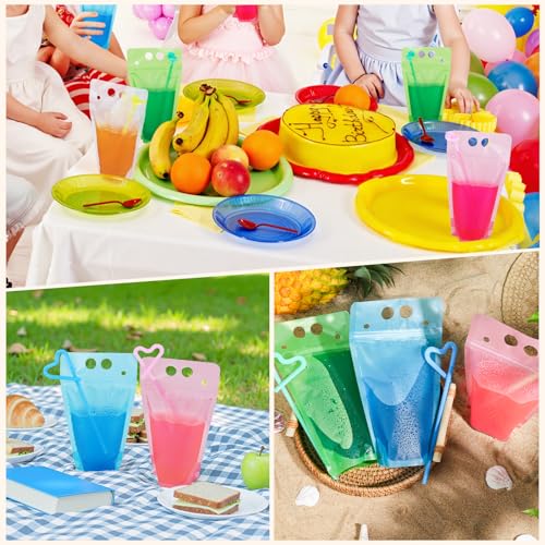 Pitillos desechables coloridos con bolsas de bebida 100 pcs miniatura 6