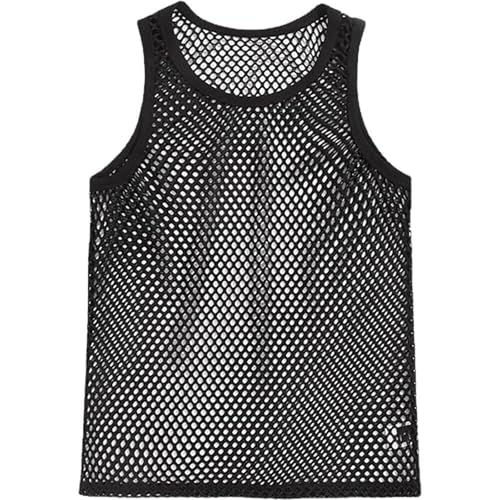 Camiseta sin mangas transparente para ocasiones calientes, chaleco de malla hombre negro XL