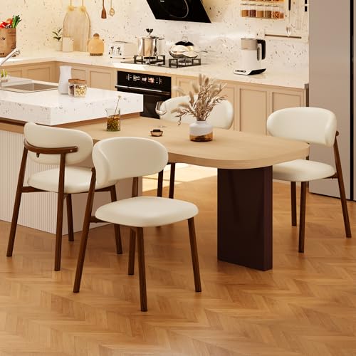 JCAJCA Kitchen Dining Chairs Set of 4 Modern Upholstered Leather Farmhouse Dining Room Chair with...