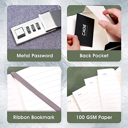 Cagie Lock Journal Combination Lock Writing Travel Diary A7 Mini Notebook #TOP2