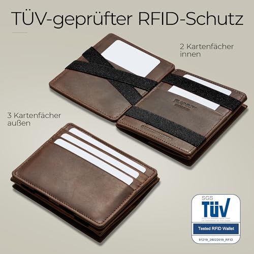 Jaimie Jacobs Flap Boy Das Original Magic Wallet mit Münzfach RFID-Schutz Magischer Geldbeutel Echtleder...