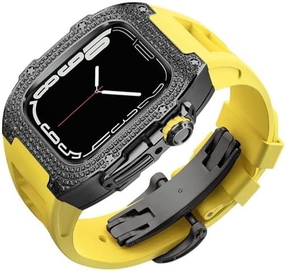 Kit Mod en Titane pour Apple Watch 45mm | Bracelet Caoutchouc Élégant