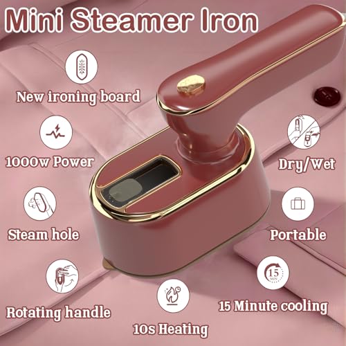 Image of Travel Steamer Iron for Clothes Mini - Portable Ironing Machine Travel Small Size Portable Steamer Travel College Dorm Home Essentials (Winered)