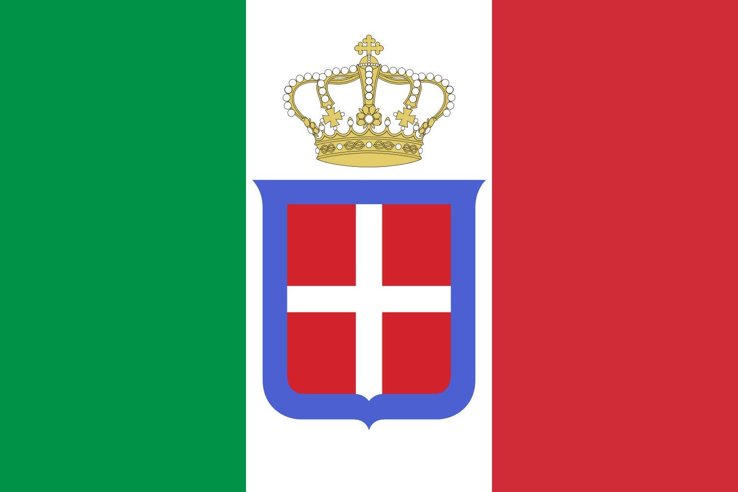 Drapeau Italie 1861-1946 XL blason royaume italien grand format simplifié