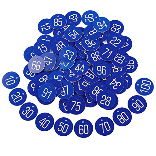 Hamimelon Laser Engraved Numbered Tags w Key Ring Acrylic Id Tags for Organizing 1-50 Pieces Blue 1-100 Without Ring