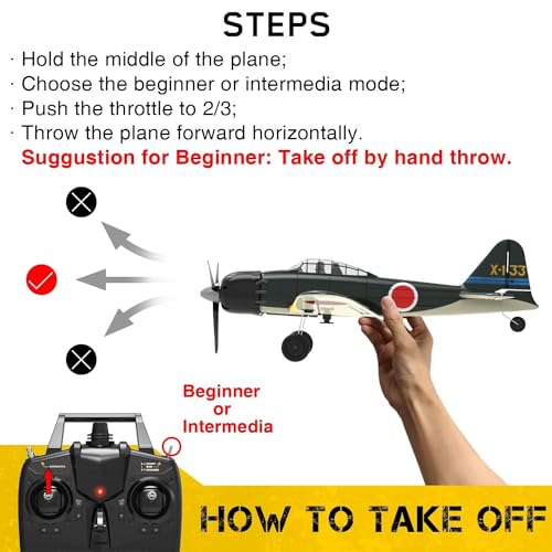 VOLANTEXRC RC Plane for Beginners, 4CH WWII RC Airplane A6M Zero with Aileron, 2.4Ghz Remote Control Plane with Xpilot Self Righting & One Key Aerobatic, Gifts for Adults (761-15 RTF)