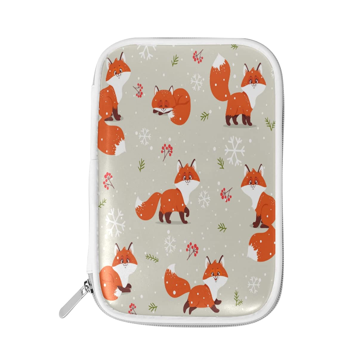 LParkin Trousse à Crayons En Tissu Avec Fermeture éclair - Cadeau Pour Amis - Renard Rouge, Vert, Moderne